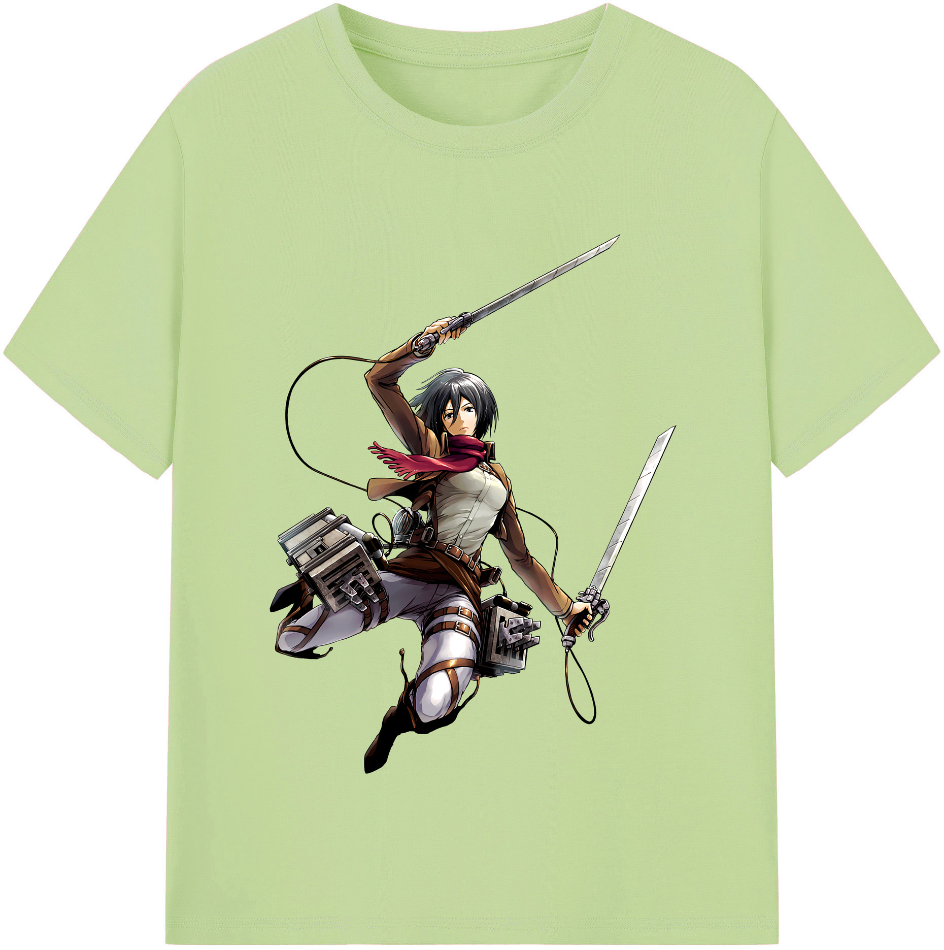 （画像用） 進撃の巨人 ミカサ·アッカーマン Attack on Titan Mikasa Ackerman 綿100％半袖Tシャツ（フロントプリント）